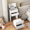 ACEPANO 18.9 in. W 3 in 1 Dressing Table with Visible Glass Desktop & 3 Drawers for Bedroom-White - 3 of 4