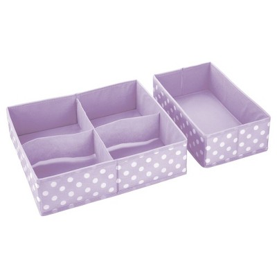 mDesign Kids Fabric Dresser Drawer Storage Organizer, 8 Piece Set - Purple/White