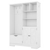 Okak Tall Cabinet, Storage Cabinet with 2 Doors and 5 Shelves, Accent Cabinet for Living Room, Bedroom, Dining Room, Soft White - 3 of 4