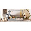APRILSOUL Full Size Wood House Bed with Window and Fence, Gray - 2 of 4