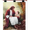Manual Woodworkers and Weavers In His Light Wall Hanging by Greg Olsen with Finial Rod, 26x36 Inches, Christian Woven Tapestry with Jesus and Child - 2 of 3