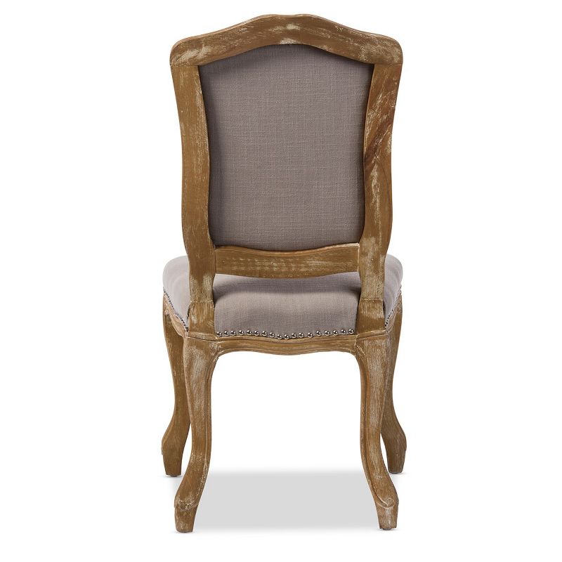 Chateauneuf French Weathered Oak Finish Fabric Upholstered Dining Side Chair Beige - Baxton Studio, 3 of 10