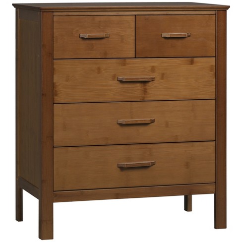 Costway 5 Drawer Chest Storage Dresser Tall Cabinet Organizer Bedroom  Hallway Walnut : Target