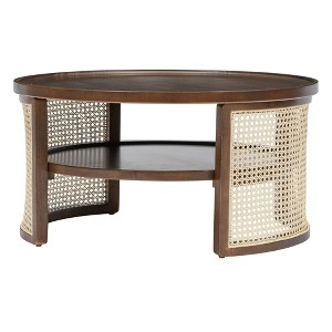 NicBex 31.3 Inch Round Rattan Coffee Table with Storage Shelf for Living Room,Bedroom - 1 of 4