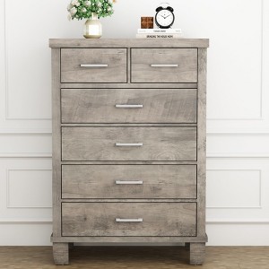 Dresser for Bedroom with 6 Drawers, 45" Tall Grey Chests of Drawers with Storage, Large Drawer Dresser for Closet - 1 of 4