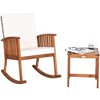 Tangkula 2PCS Patio Wooden Rocking Chair Set Garden Outdoor w/ Coffee Table Cushion - 3 of 4