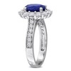 CREATED FOREVER | Sterling Silver 2.2 CT TGW Oval-Cut Created Blue Sapphire and 1.23 CT TW Lab-Grown Diamond Halo Ring - 2 of 4