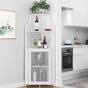 Corner Wine Cabinet, Metal Wine Holder Stand Holds 50+ Bottles & Glassware, Floor Wine Storage for Kitchen Dining Room Office Bar - 1 of 4