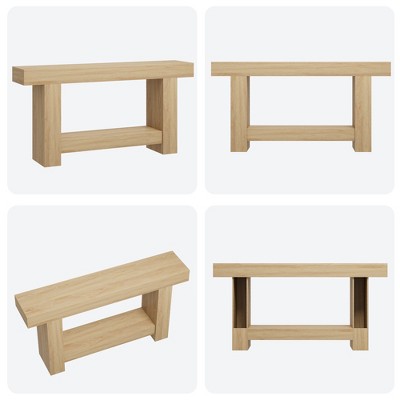 2-Tier Long Console Table Sofa Table, Farmhouse Entryway Accent Table Behind Couch for Entrance, Hallway, Living Room