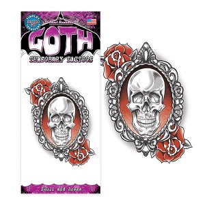 Tinsley Transfers Skull and Roses Goth Tattoo Costume Accessory - 1 of 4