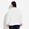 Women's Paris Fleece Graphic Pullover Sweatshirt - White Polka Dots - 3 of 3