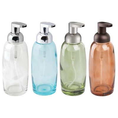 mDesign Glass Refillable Foaming Soap Dispenser Pump, 4 Pack - Assorted Colors