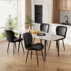 Dining Chairs Set of 2/4/6, Modern Upholstered Pu Leather Kitchen Side Chairs Comfy Backrest - 1 of 4