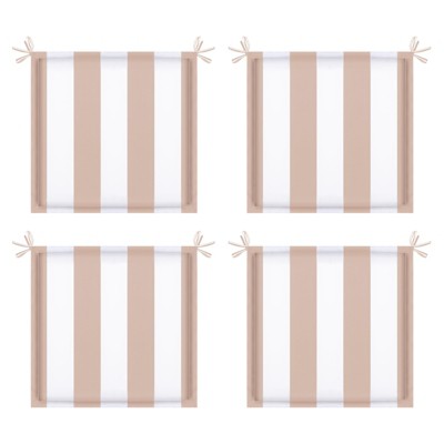 VisioGear 4PCS Outdoor Patio Seat Cushion, Replacement Seat Cushion with Ties for Gardens, Patios, Khaki White Striped, 14.67"*14.67"*2.1"