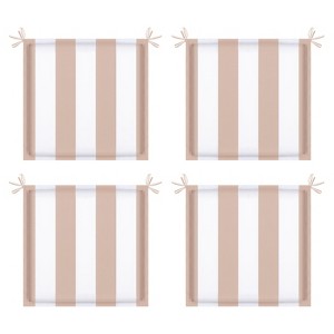 DSVIMOY 4PCS Outdoor Patio Seat Cushion, Replacement Seat Cushion with Ties for Gardens, Patios, Khaki White Striped, 14.67"*14.67"*2.1" - 1 of 4