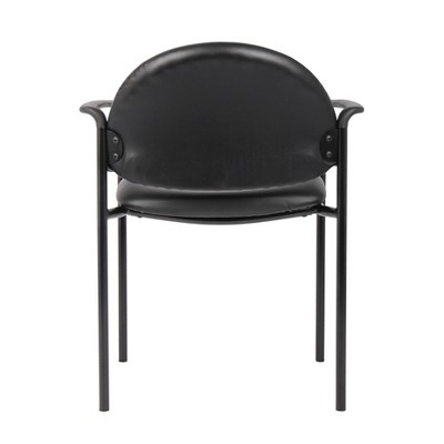 Contemporary Black Caressoft Stacking Chair with Metal Frame