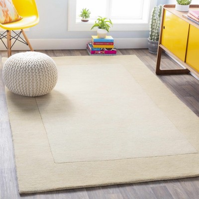 Hauteloom Bordered Solid Wheat Cream Wool Rug