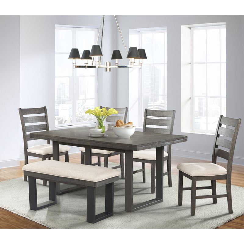 Sullivan 6pc Dining Set Table, 4 Side Chairs And Bench Dark Ash - Picket House Furnishings, 1 of 15