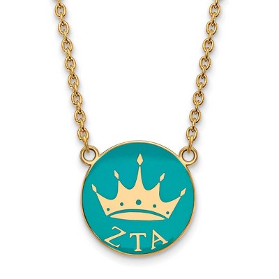 Black Bow Jewelry 14k Yellow Gold Plated Sterling Silver Zeta Tau Alpha Greek Life Necklace 18 Inch