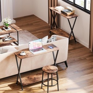 Long Narrow Console Table,  Entryway Table with Storage Shelf, Behind Couch or Hallway, Farmhouse & Industrial - 1 of 4