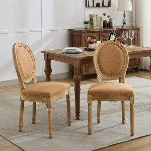 KTMBDW Farmhouse Fabric Chairs with Round Back, Dining Chairs Set of 2, Oval Side Chairs for Dining Room/Living Room - 1 of 4