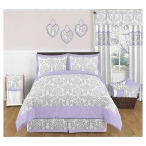 Lavender & Gray Elizabeth Comforter Set (Full/Queen) - Sweet Jojo Designs , Gray White