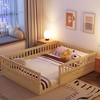 NicBex Full Size Wood Montessori Bed with Safety Fence,Floor Bed with Door,Modern Toddler Bed for Bedroom - 2 of 4