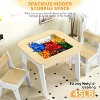 JOYMOR 4-in-1 Kids Activity Table & Chairs Set, with Building Blocks Board, Chalkboard & Whiteboard Top, Wooden with Storage, Natural - 3 of 4