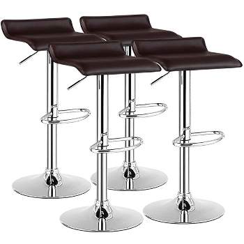 Tangkula 4-Piece Pub Swivel Barstool Height Adjustable Square Pub Chairs with Footrest