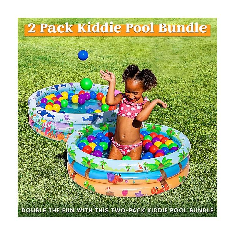 2 Pack 47" Baby Pool, Float Kiddie Pool, Inflatable Baby Swimming Pool with 3 Ring, 2 of 10