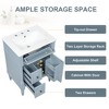 Mshliw 24" Freestanding Bathroom Vanity with Ceramic Sink, Flip Drawer, 2 Storage Drawers & Adjustable Shelf, Solid Rubberwood Frame - 3 of 4
