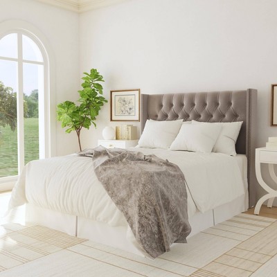 Twin Louis Wingback Headboard in Luxe Velvet Titan Steel - Threshold™: Pine Frame, Spot Clean, 56" Height