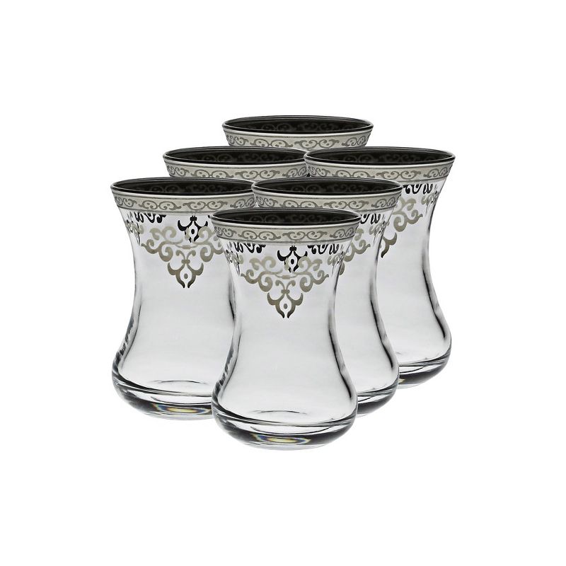 Classic Touch Set of 6 Tea Cups with Silver Design, 3 of 4