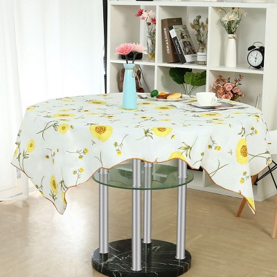 53"x53" Vinyl Water Oil Resistant Printed Tablecloths Yellow Sunflower - PiccoCasa