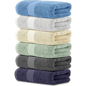 White Classic Luxury 100% Cotton Hand Towels Set of 6 - 16x30" - 1 of 4