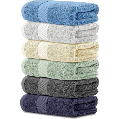 White Classic Luxury 100% Cotton Hand Towels Set of 6 - 16x30 Multi-Color