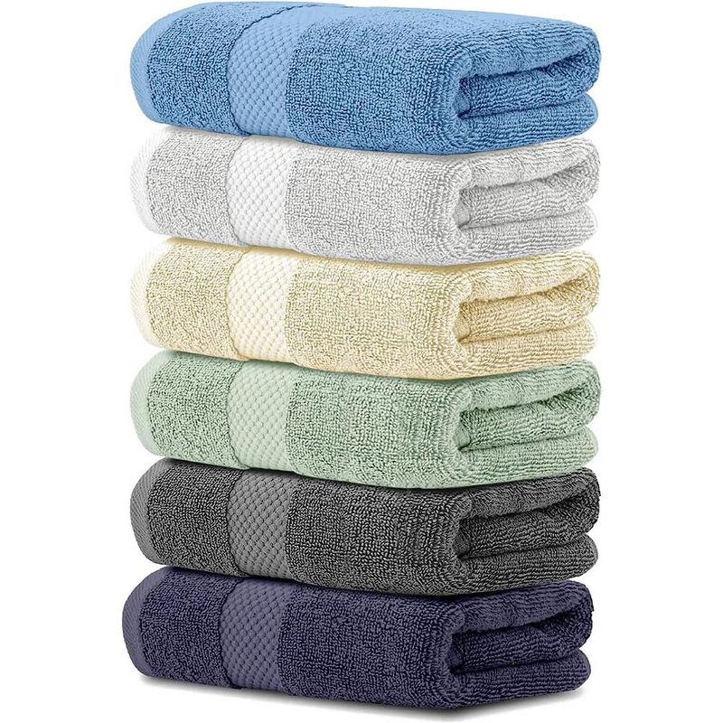 White Classic Luxury 100% Cotton Hand Towels Set of 6 - 16x30", 1 of 6
