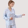 Anna-Kaci Lounge Women's Light Woven Pajama Set with Whimsical Floral Outline Print and Relaxed Button-Up Fit - 4 of 4