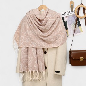 Anna-Kaci Women's Paisley Jacquard Knit Scarf with Soft Fringe Ends 73x27.5in - 1 of 3