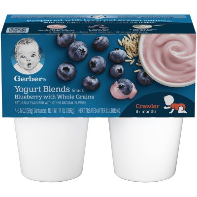 Gerber Crawler Yogurt Blends 4pk Blueberry with Whole Grains - 14oz