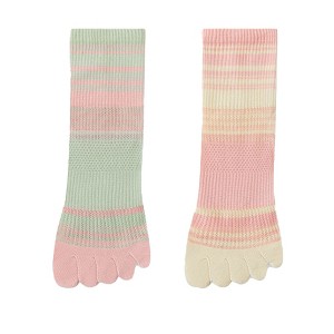 Anna-Kaci 2 Pairs Women's Breathable Five-Toe Socks with Arch Support and Anti-Odor Lycra Stretch for Casual or Active Wear - 1 of 4