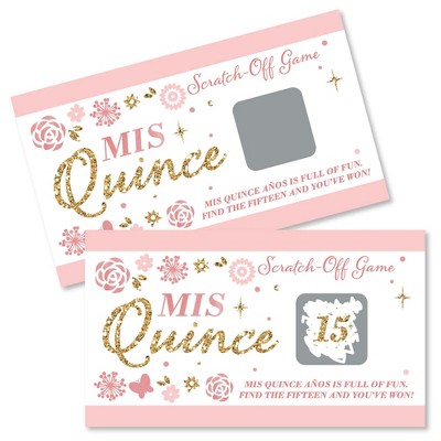 Big Dot of Happiness Mis Quince Anos - Quinceanera Sweet 15 Birthday Party Game Scratch Off Cards - 22 Count