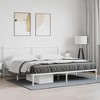vidaXL White Metal King Bed Frame with Elegant Headboard - 76"x79.9" Industrial Steel Construction, - 3 of 4
