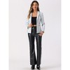 INSPIRE CHIC Women's Notched Lapel Single-Breasted Faux Leather Blazer - 3 of 4
