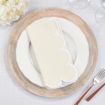 Natural Cotton Scalloped Hem Napkin Set of 4