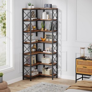 Hommoo 7-Tier Tall Corner Bookshelf - 1 of 4