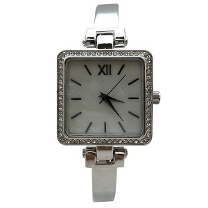 Olivia Pratt Square Face Thin Rhinestone Bezel Bangle Women Watch - 1 of 3