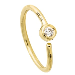 Jewelry Avalanche 20G 14K Gold Moissanite Nose Hoop Ring, Bezel Set, 8mm Twist-open - 1 of 4