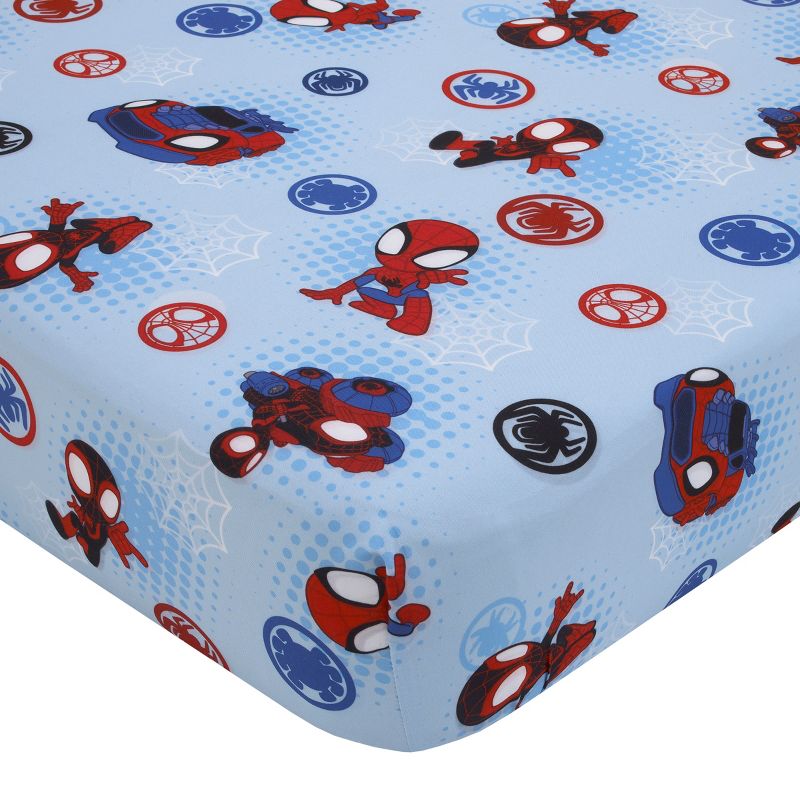 Marvel Spiderman Spidey and his Amazing Friends Spidey Time Red, Blue, and Grey 4 Piece Toddler Bed Set, 3 of 7