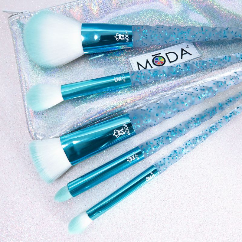 MODA Brush Frozen Flight 6pc Makeup Brush Kit, Includes Precision Contour, Highlight, and Shader Makeup Brushes, 4 of 13